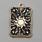 Alloy Enamel Pendants, Light Gold, Rectangle with Tarot, Sun, 28x18x1.4mm, Hole: 1.6mm
