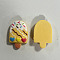 Printed Opaque Resin Decoden Cabochons, Imitation Food,  Ice Cream, Heart Pattern, Orange, 21.5x14x5.5mm, Hole: 2mm