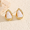 Fashionable Brass Irregular Geometric Imitation Pearl Stud Earrings, Golden, 20x14.3mm