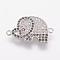 Brass Micro Pave Cubic Zirconia Links, Elephant, Real Platinum Plated, 13x20x1.5mm, Hole: 1mm