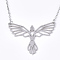 Non-Tarnish 201 Stainless Steel Pendant Necklaces, with Cable Chains, Phenix, Stainless Steel Color, 18.1 inch(46cm), 2mm, Phenix: 35x45.5x1mm