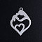 Non-Tarnish 304 Stainless Steel Pendants, Heart with Mother and Child, for Mother's Day, Stainless Steel Color, 24x17x1mm, Hole: 1.5mm