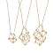Brass Macrame Pouch Empty Stone Holder for Pendant Necklaces Making, with Cable Chains & Lobster Claw Clasp, Real 18K Gold Plated, 17-3/8~29-1/8 inch(44~74cm), 3pcs/set