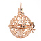 Rack Plating Brass Cage Pendants, For Chime Ball Pendant Necklaces Making, Hollow Round, Light Gold, 33x30x25mm, Hole: 5mm, inner measure: 20mm