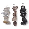 Gradient Color Natural Smoky Quartz & Natural Obsidian & Natural Labradorite Chip Beaded Pendants, with 304 Stainless Steel Loops, Stainless Steel Color, 28~34x7~10x7~10mm, Hole: 2x3mm, 3pcs/set