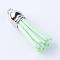 Faux Suede Tassel Pendant Decorations, with CCB Plastic Cord Ends, Platinum, Pale Green, 35~37x10mm, Hole: 1.8mm