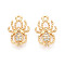 Brass Micro Pave Clear Cubic Zirconia Pendants, Spider, Nickel Free, Real 18K Gold Plated, 15~15.5x10x2mm, Hole: 1.2mm