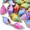 Spray Paint & Electroplate Spiral Shell Pendants, with Golden Tone Brass Loops, Mixed Color, 32~40x17~20x15~17mm, Hole: 1.6mm