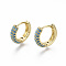 Brass Micro Pave Cubic Zirconia Huggie Hoop Earrings, Real 18K Gold Plated, Nickel Free, Ring, Light Sky Blue, 13x15.5x4mm, Pin: 0.8mm