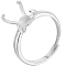 1Pc Adjustable Rhodium Plated Sterling Silver Finger Ring Components, Engagement Solitaire Ring Setting 4 Prong Ring Settings, with S925 Stamp, Platinum, Inner Diameter: 19.4mm, Tray: 7x10mm
