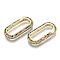 Brass Micro Pave Cubic Zirconia Spring Gate Rings, Nickel Free, Oval, Colorful, Real 16K Gold Plated, 28.5x14.5x4mm, Inner Diameter: 22.5x8mm