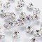 Brass Rhinestone Spacer Beads, Grade AAA, Straight Flange, Nickel Free, Silver Color Plated, Rondelle, Crystal AB, 7x3.2mm, Hole: 1.2mm