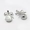 Cat Eye Pendants, with Brass Findings, Fruit, Platinum, White, 30x20x9mm, Hole: 4x5mm