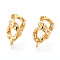 Brass Stud Earring Findings,  Nickel Free, Long-Lasting Plated, Real 18K Gold Plated, 16.5x9mm, Hole: 1.2mm, Pin: 0.7mm