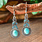 Bohemian Style Alloy Acrylic Dangle Earrings, Antique Silver, Teardrop, 55x16mm