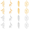 16Pcs 8 Style 201 Stainless Steel Pendants, Leaf Charm, Mixed Color, 34~38x10~19x1mm, Hole: 1.5mm, 2pcs/style