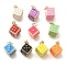 Rack Plating Brass Enamel Pendants, with Jump Ring, Cadmium Free & Lead Free, Long-Lasting Plated, Real 18K Gold Plated, Dice Charm, Mixed Color, 16.5x14.5x14.5mm, Hole: 3.5mm