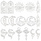16Pcs 8 Style 201 Stainless Steel Pendants, Sun & Moon & Snake, Stainless Steel Color, 34~48.5x17~38x1mm, Hole: 1.5~5x1.5~7mm, 2pcs/style