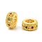 Brass Micro Pave Cubic Zirconia European Beads, Flat Round, Large Hole Beads, Rack Plating, Cadmium Free & Lead Free, Long-Lasting Plated, Golden, 8x3.5mm, Hole: 4.2mm