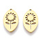 Ion Plating(IP) 304 Stainless Steel Pendants, Laser Cut, Horse Eye with Flower Charm, Real 18K Gold Plated, 20x12x1.5mm, Hole: 1.5mm