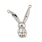 Non-Tarnish 304 Stainless Steel Pendants, Rabbit Charm, Stainless Steel Color, 31.5x26.5x4mm, Hole: 1.8mm