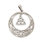 Non-Tarnish 201 Stainless Steel Pendants, Hollow, Flat Round with Trinity Knot, Stainless Steel Color, 32.5x30x1mm, Hole: 5x2mm