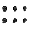 6Pcs 3 Styles 304 Stainless Steel Beads, Skull, Black, 14~16x9.5~12x9~14.5mm, Hole: 1.6~8mm, 2pcs/style