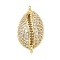 Rack Plating Brass Micro Pave Clear Cubic Zirconia Shell Shaped Connector Charms, Long-Lasting Plated, Cadmium Free & Lead Free, Real 18K Gold Plated, 19.5x10x4.5mm, Hole: 1mm