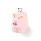 Flocky Resin Pendants, Pig, Pink, 19.5x20.5x10.5mm, Hole: 1mm