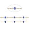 Ion Plating(IP) Stainless Steel Satellite Chains, with Enamel Beads and Spool, Soldered, Long-Lasting Plated, Flat Round, Golden, Blue, 1.5x1.2x0.3mm, about 32.8 Feet(10m)/roll
