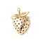 Brass Micro Pave Cubic Zirconia Pendants, Strawberry Charms, Lead Free & Cadmium Free, Long-Lasting Plated, Real 18K Gold Plated, 25x17x6mm, Hole: 1.4mm