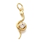 Rack Plating Brass Micro Pave Cubic Zirconia Charms, Long-Lasting Plated, Lead Free & Cadmium Free, Snake, with Jump Ring, Real 18K Gold Plated, 19x6.5x3.5mm