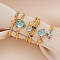 3Pcs Heart & Flower Alloy Rhinestone Cuff Rings, Golden, Inner Diameter: Adjustable