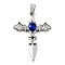 Alloy Pendants, with Rhinestone, Cross Charms, Platinum, 45x31x4.5mm, Hole: 8x4.5mm
