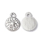 Non-Tarnish 304 Stainless Steel Charms, Flat Round with Star Charm, Stainless Steel Color, 14.5x11.5x2mm, Hole: 1.8mm