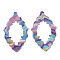 Imitation Leather Big Pendants, with Glitter Powder, Rhombus, Colorful, 63x37x1mm, Hole: 1mm