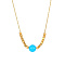 Stainless Steel Pendant Necklace for Women, Round & Cube, Golden, Cyan, 15-3/4 inch(40cm)