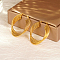 Retro Hong Kong Style Stainless Steel Hoop Earrings for Women, Golden, 36.72x30.52mm