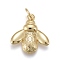 Brass Pendants, with Jump Rings, Long-Lasting Plated, Bees, Real 18K Gold Plated, 16x15x3mm, Hole: 3mm