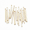 Brass Pendants, Cuboid, Real 18K Gold Plated, Nickel Free, 35x2x2mm, Hole: 1mm