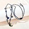 304 Stainless Steel Blue Enamel Moon Pendant Cotton Cord Adjustable Necklaces, with Glass and Shell, Ion Plating(IP), Real 18K Gold Plated, 29.92 inch(76cm)