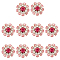 1-Hole Zinc Alloy Shank Buttons, with Rhinestone, Flower Button, Colorful, 21.5x10mm, Hole: 2mm, 10pcs/box