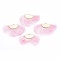 Nylon Tassel Pendants, with Brass Findings, Nickel Free, Real 18K Gold Plated, Pink, 25~27x43~46x3mm, Hole: 1.5mm