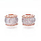 Rack Plating Alloy European Beads, with Resin and Sequins, Large Hole Beads, Cadmium Free & Lead Free, Rondelle, Rose Gold, Clear, 13.5x11mm, Hole: 4.5mm