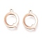 PVD Vacuum Plating  304 Stainless Steel Charms, Laser Cut, Alphabet, Rose Gold, Letter.Q, 12.5x9.5x0.8mm, Hole: 1mm