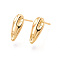 Brass Stud Earring Findings, Teardrop, Nickel Free, Long-Lasting Plated, Real 18K Gold Plated, 13.5x5.5mm, Hole: 1mm, Pin: 0.8mm