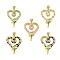 5Pcs 5 Colors Brass Micro Pave Clear Cubic Zirconia Pendants, with Enamel, Real 18K Gold Plated, Lead Free & Cadmium Free & Nickel Free, Heart with Snake, Mixed Color, 27x19.5x5mm, Hole: 4.5x3.5mm, 1pc/color