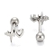 Tarnish Resistant 201 Stainless Steel Barbell Cartilage Earrings, Screw Back Earrings, with 304 Stainless Steel Pins, Heartbeat, Stainless Steel Color, 8x8x2mm, Pin: 1mm