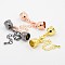 Brass Chain Extender, with Cord Ends and Lobster Claw Clasps, Mixed Color, 33mm, Hole: 4.5mm, Cord End: 6x9mm