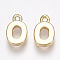 Brass Charms, Letter, Nickel Free, Real 18K Gold Plated, Letter.O, 8.5x5x1.5mm, Hole: 0.8mm